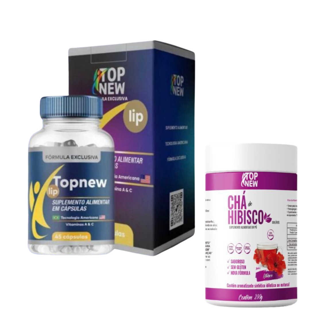 Kit Topnew Lip + Chá Solúvel Hibisco