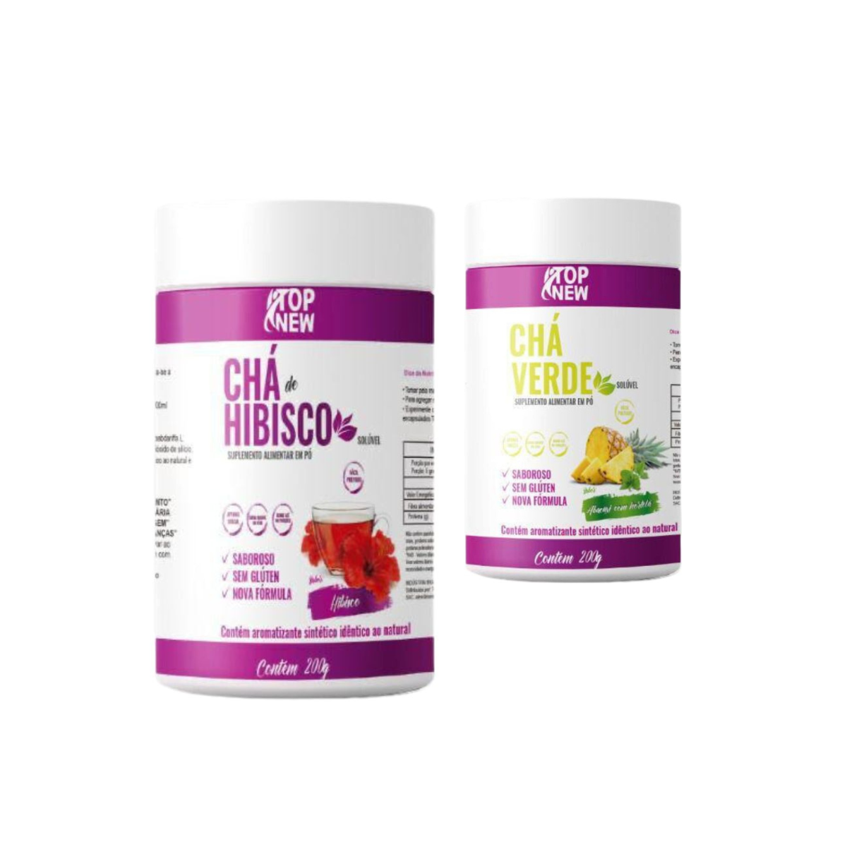 Kit 2 Chá Solúvel Hibisco e Chá Verde