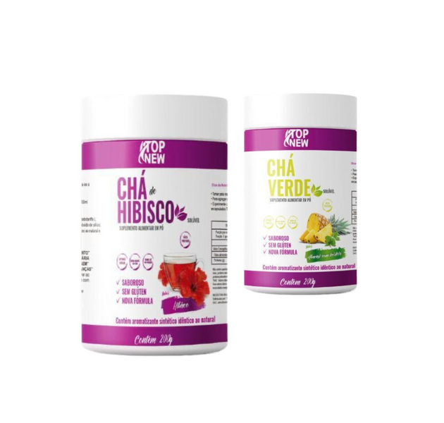 Kit 2 Chá Solúvel Hibisco e Chá Verde
