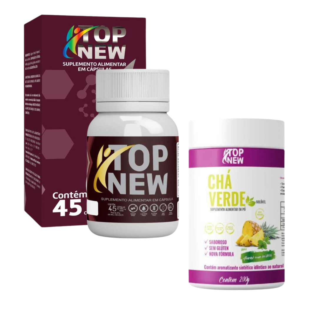 Kit Topnew Termogênico + Chá Verde Abacaxi Com Hortelã